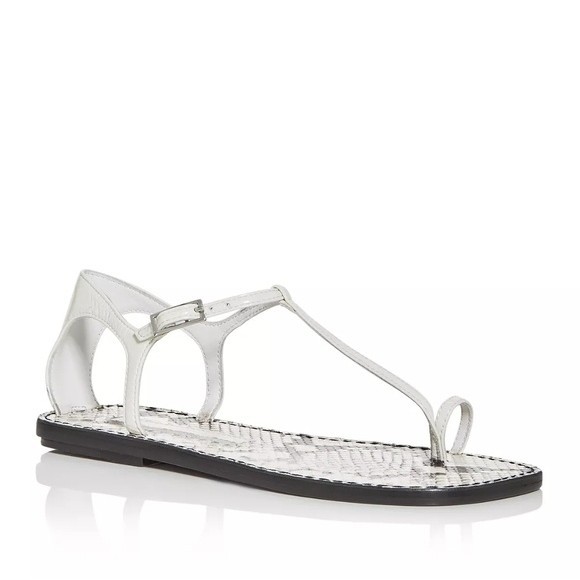 NEW Sigerson Morrison White Snake Print Nelson Flat Sandal 39 - Picture 1 of 5
